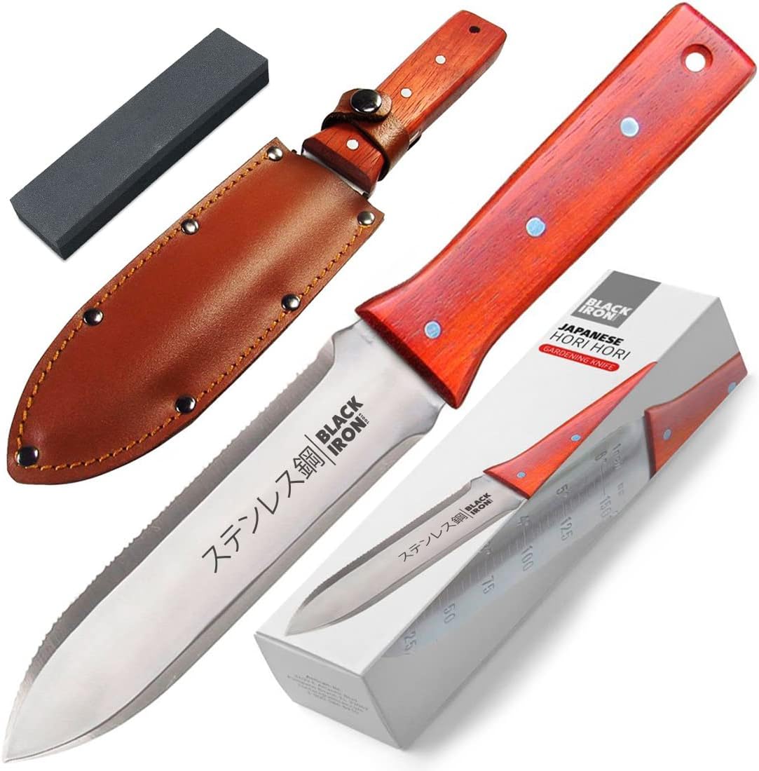Japanese Stainless Steel Hori Hori with Leather Sheath